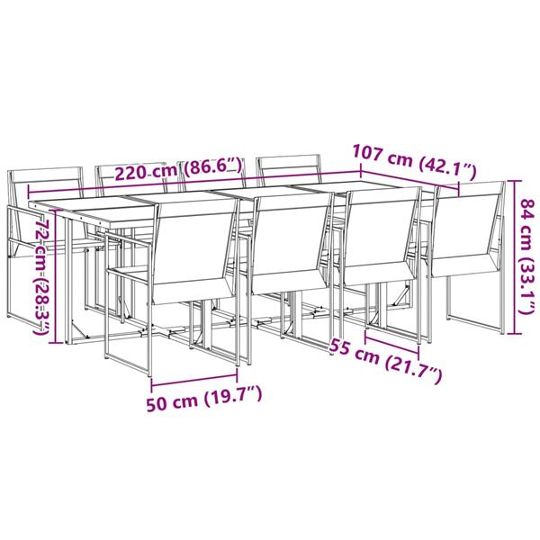 Grote foto vidaxl 9 delige tuinset textileen zwart tuin en terras tuinmeubelen