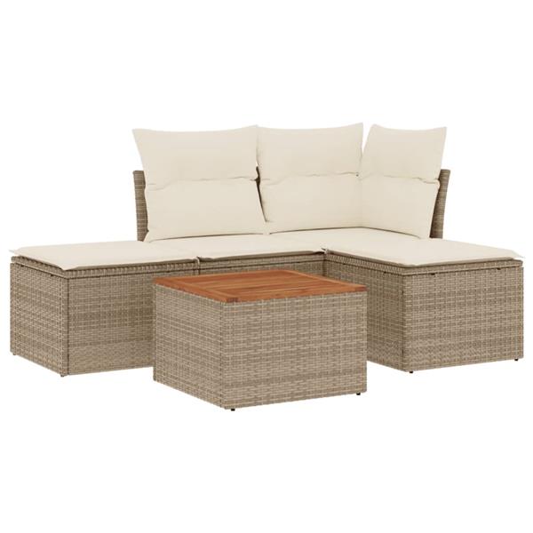 Grote foto vidaxl 5 delige loungeset met kussens poly rattan beige tuin en terras tuinmeubelen