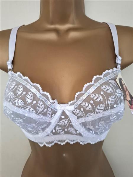 Grote foto chique witte bh met parelmoer paillettes d cups kleding dames ondergoed en lingerie