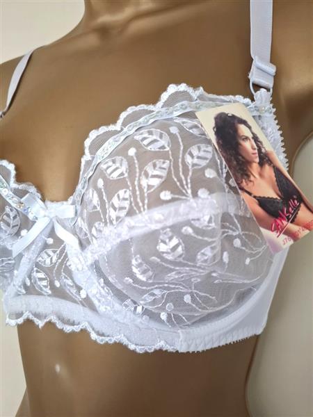 Grote foto chique witte bh met parelmoer paillettes d cups kleding dames ondergoed en lingerie