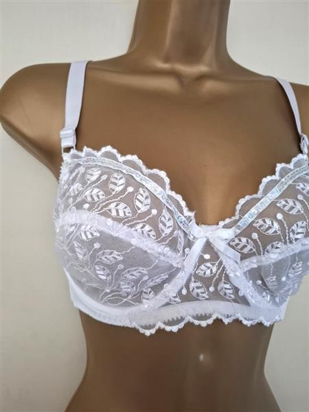 Grote foto chique witte bh met parelmoer paillettes d cups kleding dames ondergoed en lingerie