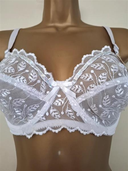 Grote foto chique witte bh met parelmoer paillettes d cups kleding dames ondergoed en lingerie