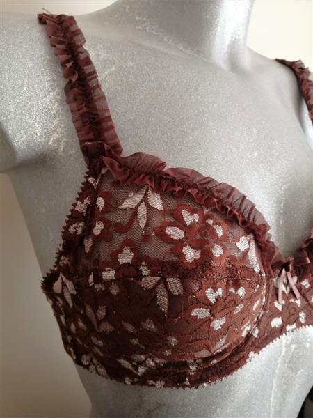 Grote foto bruine bh met champagnekleurige accenten 70b kleding dames ondergoed en lingerie