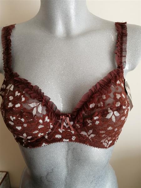 Grote foto bruine bh met champagnekleurige accenten 70b kleding dames ondergoed en lingerie