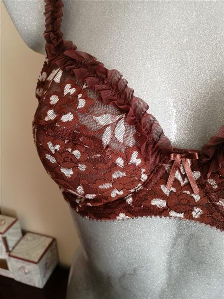 Grote foto bruine bh met champagnekleurige accenten 70b kleding dames ondergoed en lingerie