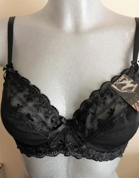 Grote foto klassevolle zwarte bh met mooie kant 75c kleding dames ondergoed en lingerie