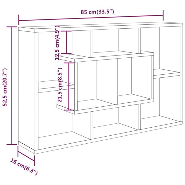 Grote foto vidaxl wandschap 85x16x52 5 cm bewerkt hout zwart huis en inrichting woningdecoratie