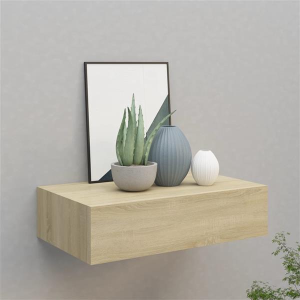 Grote foto vidaxl wandschap met lade 40x23 5x10 cm mdf eikenkleurig huis en inrichting woningdecoratie