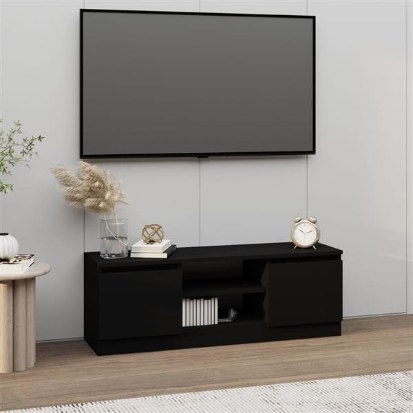 Grote foto vidaxl tv meubel met deur 102x30x36 cm zwart huis en inrichting overige