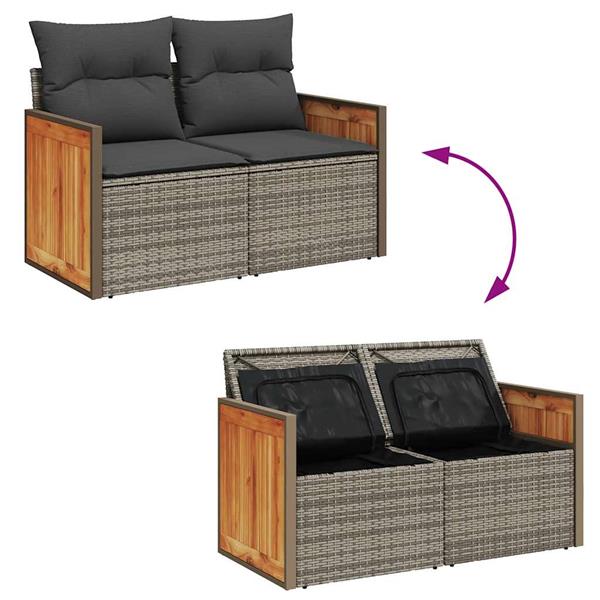 Grote foto vidaxl 5 delige loungeset met kussens poly rattan grijs tuin en terras tuinmeubelen