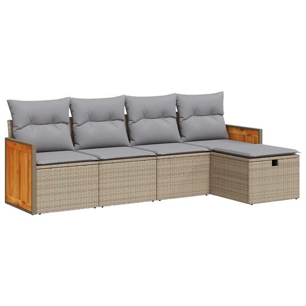 Grote foto vidaxl 5 delige loungeset met kussens poly rattan beige tuin en terras tuinmeubelen