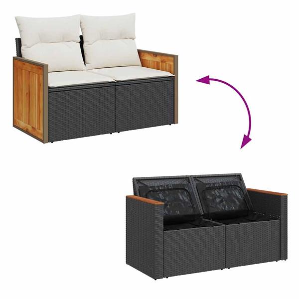 Grote foto vidaxl 4 delige loungeset met kussens poly rattan zwart tuin en terras tuinmeubelen