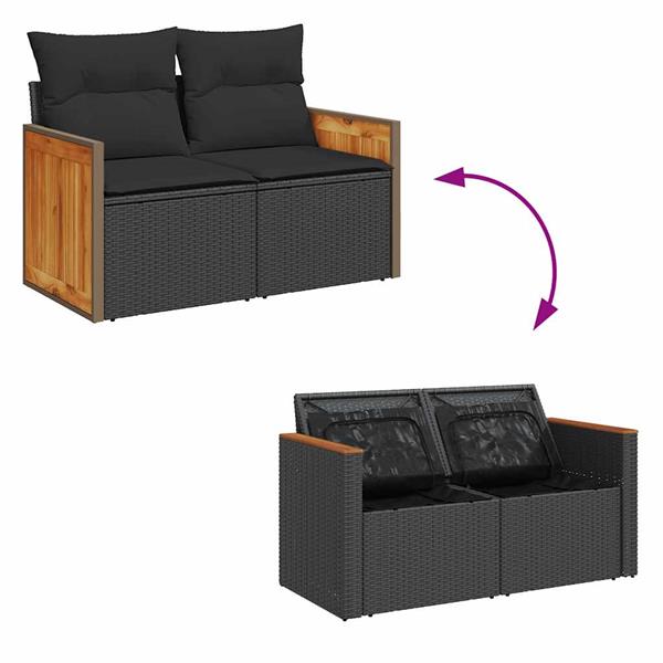 Grote foto vidaxl 4 delige loungeset met kussens poly rattan zwart tuin en terras tuinmeubelen