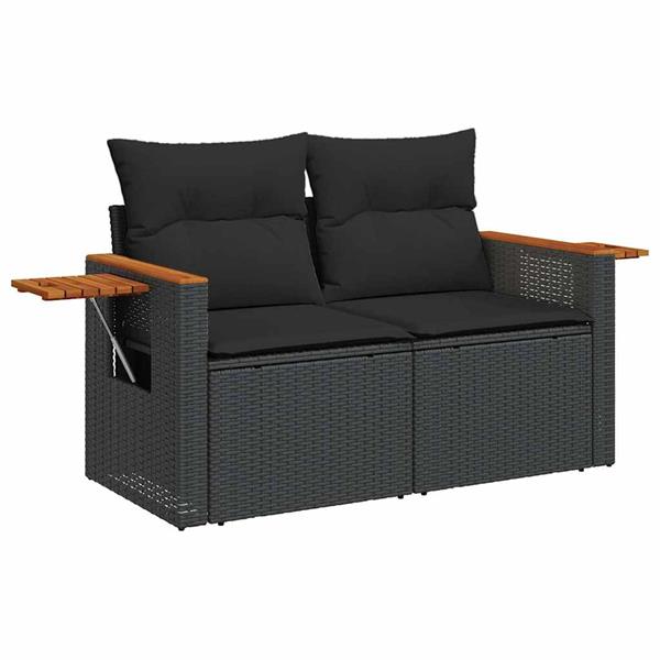 Grote foto vidaxl 6 delige loungeset met kussens poly rattan zwart tuin en terras tuinmeubelen