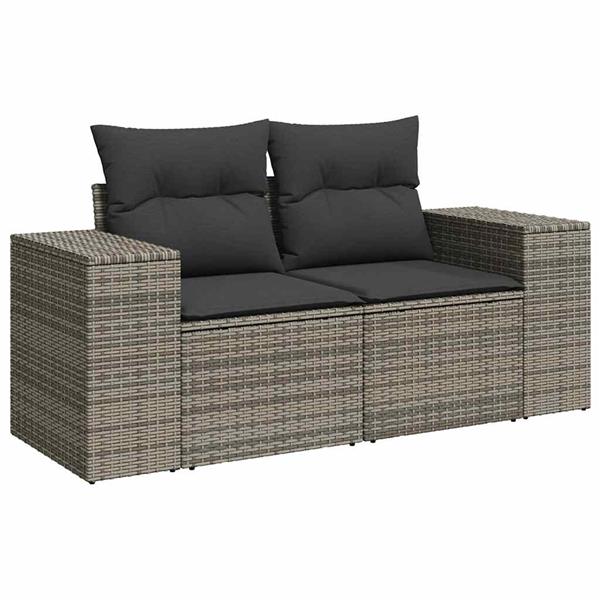 Grote foto vidaxl 6 delige loungeset met kussens poly rattan grijs tuin en terras tuinmeubelen