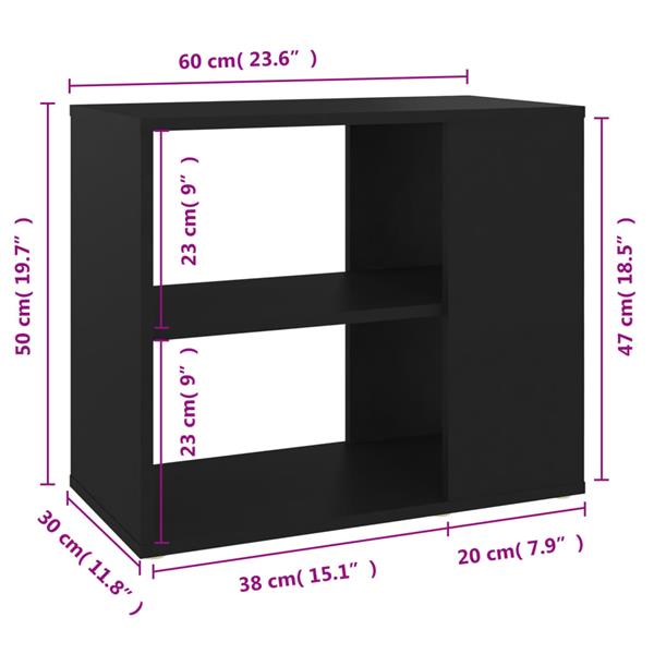 Grote foto vidaxl bijzetkast 60x30x50 cm bewerkt hout zwart huis en inrichting overige