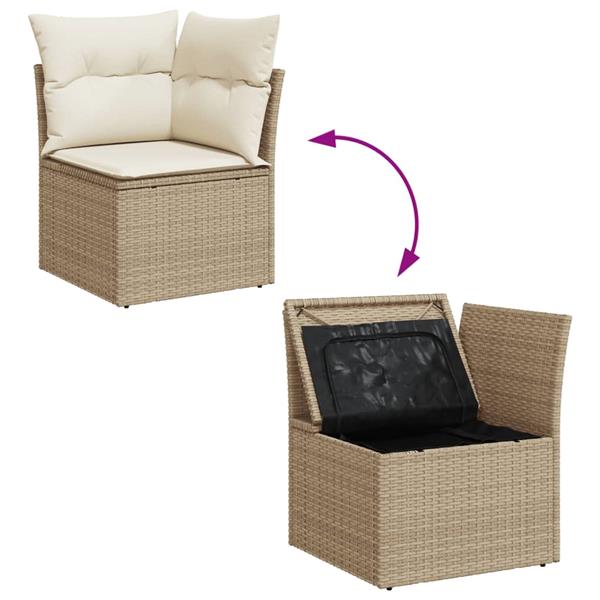 Grote foto vidaxl 4 delige loungeset met kussens poly rattan beige tuin en terras tuinmeubelen