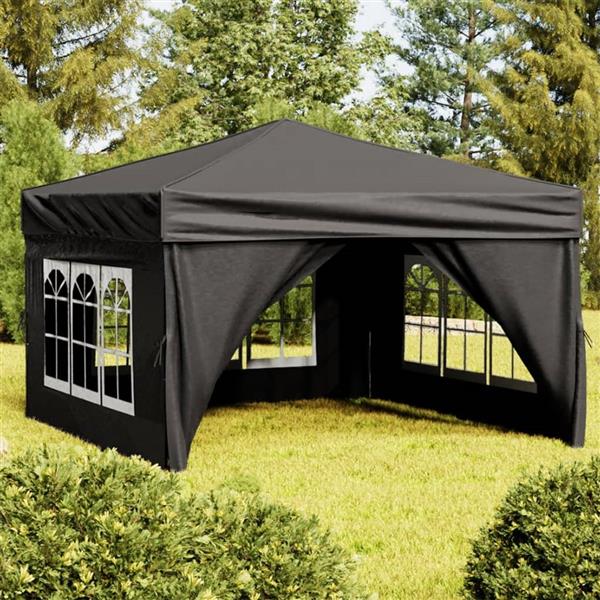 Grote foto vidaxl partytent inklapbaar met zijwanden 3x3 m zwart tuin en terras overige tuin en terras