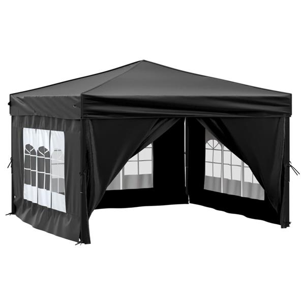 Grote foto vidaxl partytent inklapbaar met zijwanden 3x3 m zwart tuin en terras overige tuin en terras