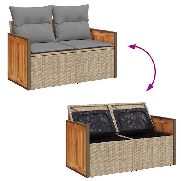 Grote foto vidaxl 6 delige loungeset met kussens poly rattan beige tuin en terras tuinmeubelen