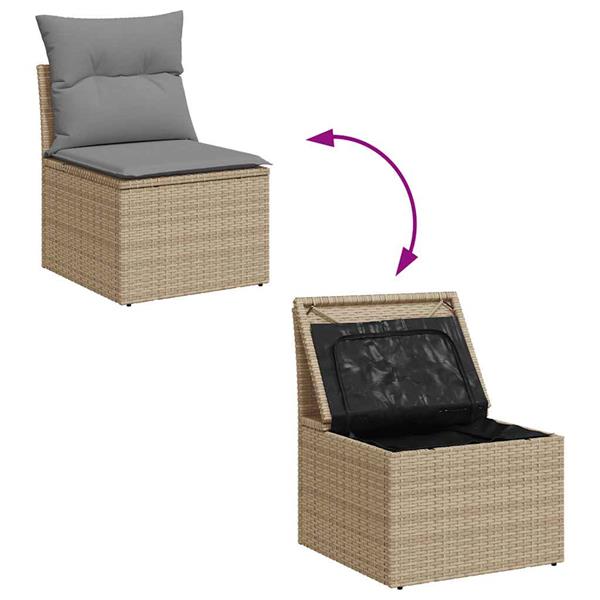 Grote foto vidaxl 5 delige loungeset met kussens poly rattan beige tuin en terras tuinmeubelen