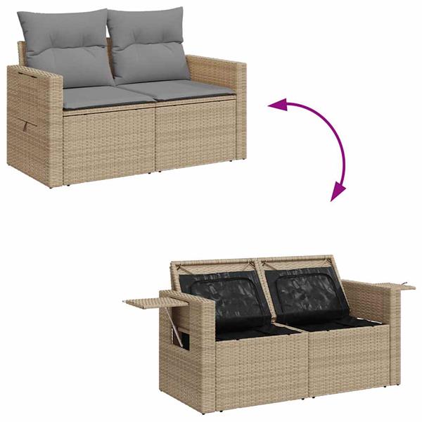 Grote foto vidaxl 4 delige loungeset met kussens poly rattan beige tuin en terras tuinmeubelen