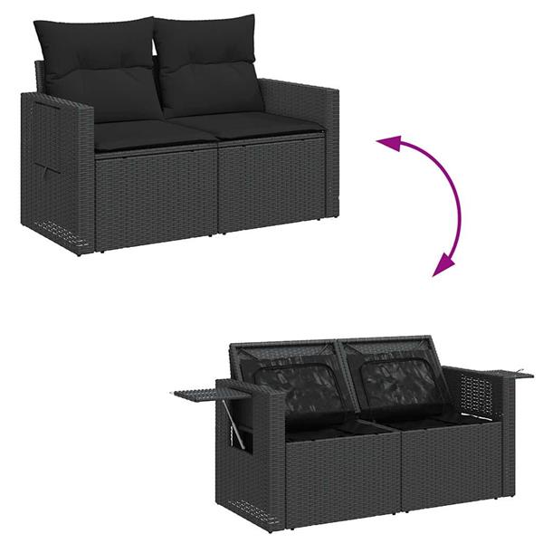 Grote foto vidaxl 4 delige loungeset met kussens poly rattan zwart tuin en terras tuinmeubelen