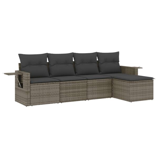 Grote foto vidaxl 5 delige loungeset met kussens poly rattan grijs tuin en terras tuinmeubelen