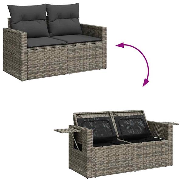 Grote foto vidaxl 4 delige loungeset met kussens poly rattan grijs tuin en terras tuinmeubelen