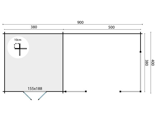 Grote foto tuinhuis mokka met overkapping 900 x 400 x 279 tuin en terras tuinhuisjes en blokhutten