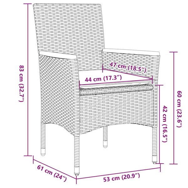 Grote foto vidaxl 5 delige tuinset met kussens poly rattan en glas grijs tuin en terras tuinmeubelen