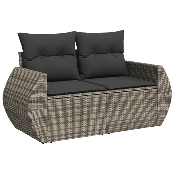 Grote foto vidaxl 6 delige loungeset met kussens poly rattan grijs tuin en terras tuinmeubelen