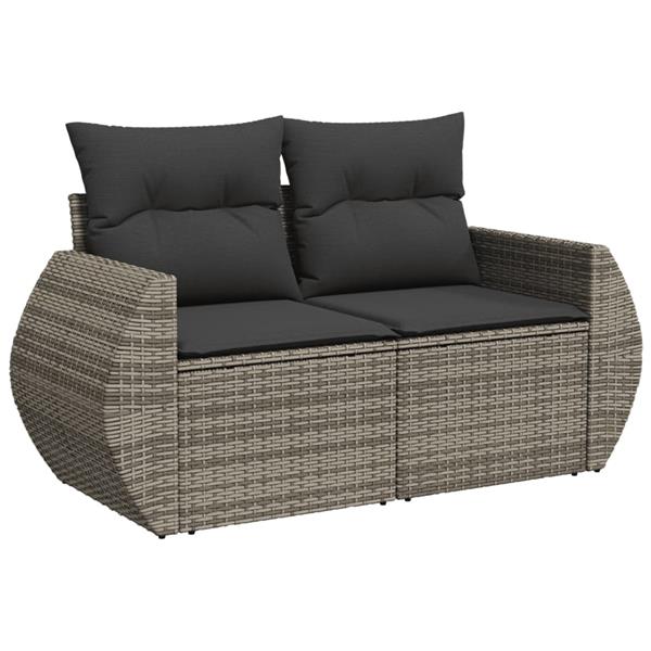 Grote foto vidaxl 4 delige loungeset met kussens poly rattan grijs tuin en terras tuinmeubelen