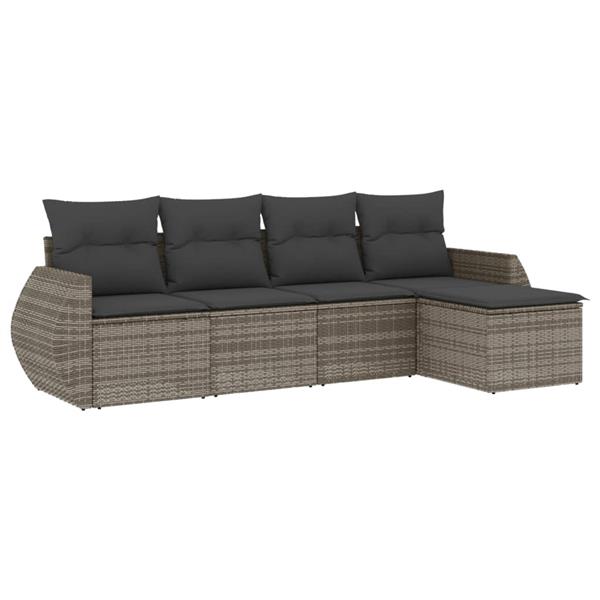 Grote foto vidaxl 5 delige loungeset met kussens poly rattan grijs tuin en terras tuinmeubelen