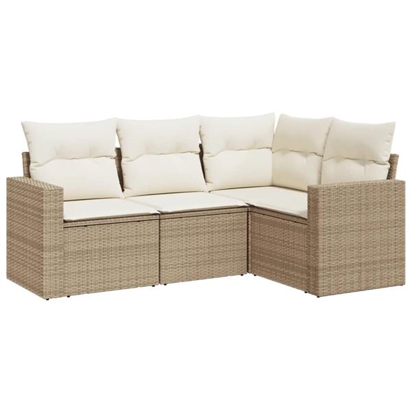 Grote foto vidaxl 4 delige loungeset met kussens poly rattan beige tuin en terras tuinmeubelen