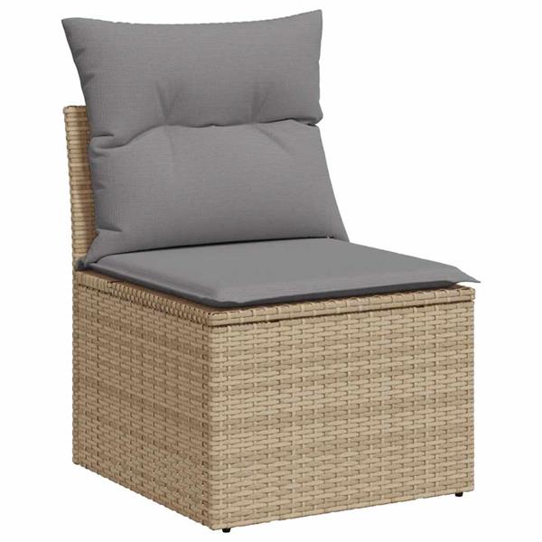 Grote foto vidaxl 6 delige loungeset met kussens poly rattan acacia beige tuin en terras tuinmeubelen