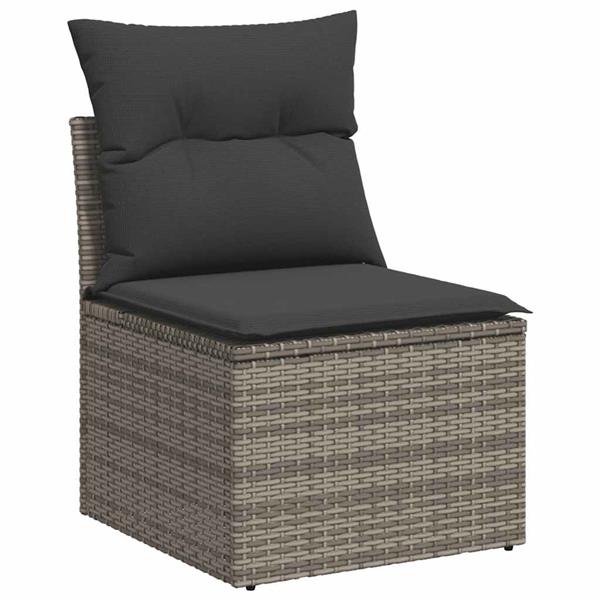 Grote foto vidaxl 6 delige loungeset met kussens poly rattan acacia grijs tuin en terras tuinmeubelen