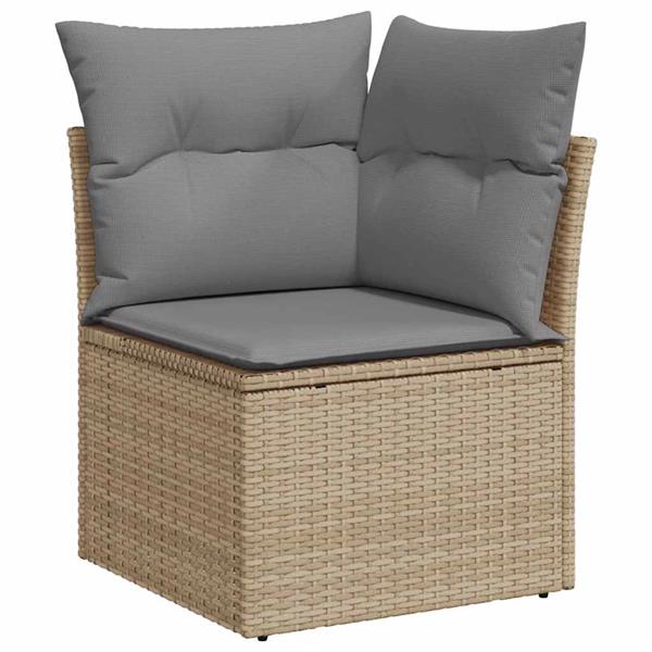 Grote foto vidaxl 6 delige loungeset met kussens poly rattan acacia beige tuin en terras tuinmeubelen