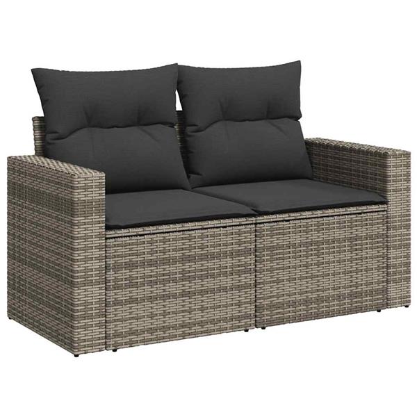 Grote foto vidaxl 5 delige loungeset met kussens poly rattan grijs tuin en terras tuinmeubelen