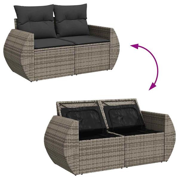 Grote foto vidaxl 6 delige loungeset met kussens poly rattan grijs tuin en terras tuinmeubelen