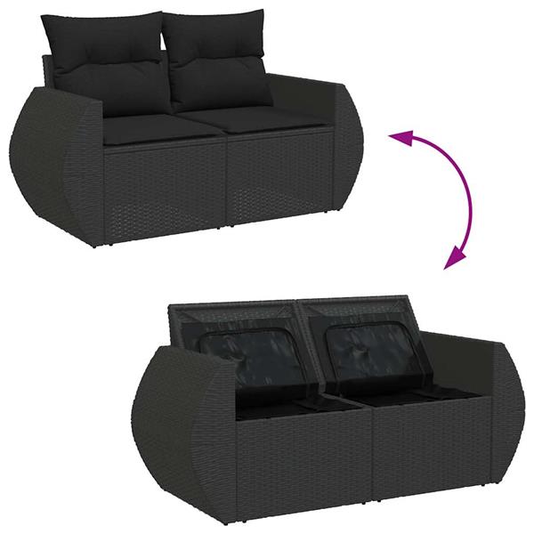 Grote foto vidaxl 4 delige loungeset met kussens poly rattan zwart tuin en terras tuinmeubelen