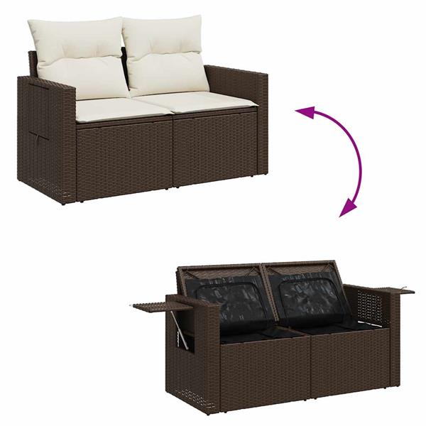 Grote foto vidaxl 4 delige loungeset met kussens poly rattan bruin tuin en terras tuinmeubelen