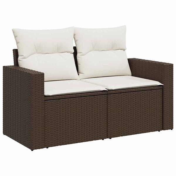 Grote foto vidaxl 6 delige loungeset met kussens poly rattan bruin tuin en terras tuinmeubelen