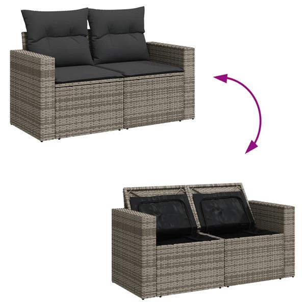 Grote foto vidaxl 6 delige loungeset met kussens poly rattan grijs tuin en terras tuinmeubelen