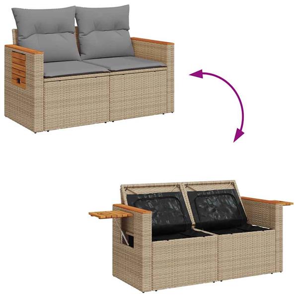 Grote foto vidaxl 6 delige loungeset met kussens poly rattan beige tuin en terras tuinmeubelen