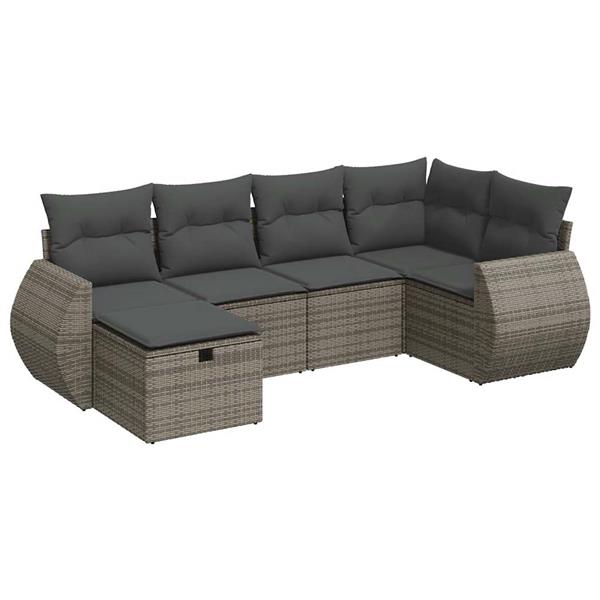 Grote foto vidaxl 6 delige loungeset met kussens poly rattan grijs tuin en terras tuinmeubelen