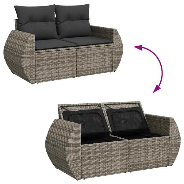 Grote foto vidaxl 4 delige loungeset met kussens poly rattan grijs tuin en terras tuinmeubelen