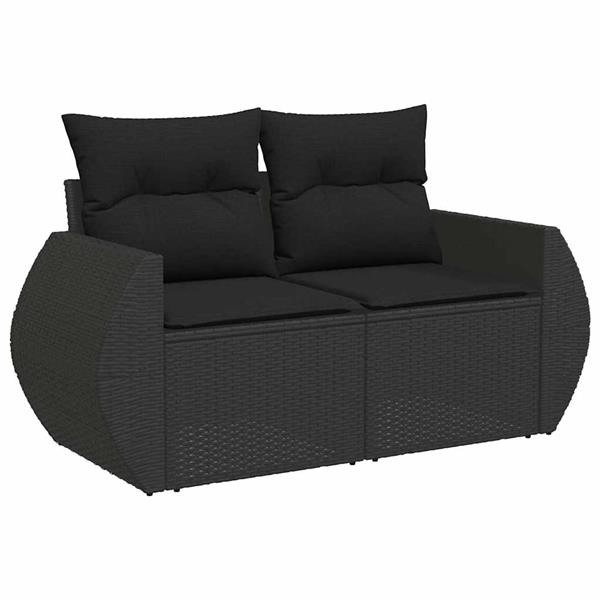 Grote foto vidaxl 5 delige loungeset met kussens poly rattan zwart tuin en terras tuinmeubelen