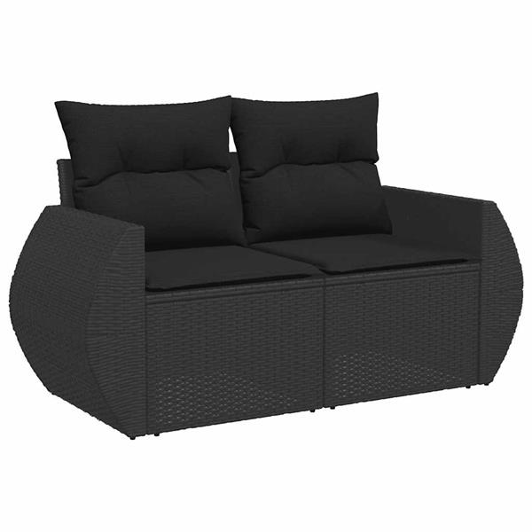 Grote foto vidaxl 4 delige loungeset met kussens poly rattan zwart tuin en terras tuinmeubelen