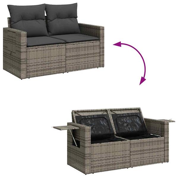 Grote foto vidaxl 5 delige loungeset met kussens poly rattan grijs tuin en terras tuinmeubelen